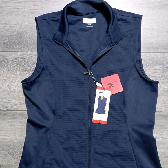 NWT Greg Norman Ribbed Vest Womens- Pockets - Navy M - Picture 2 of 6